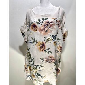 Lungo L'arno linen top floral italy made beach summer resort wear earth women 1X
